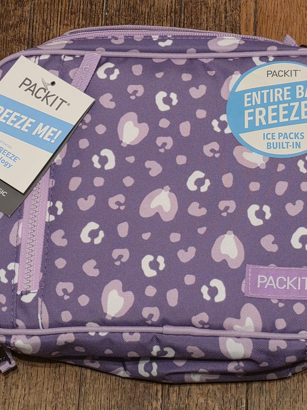 Purple Heart-Print Freezable Lunch Bag